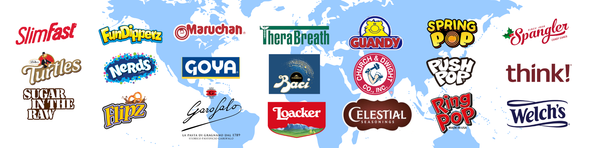 Imagen de logotipos de productos distribuidos por Inter Andina JGBL